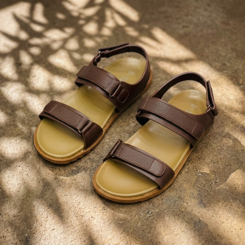RoyalStride Premium Leather Sandals (Dark Brown)