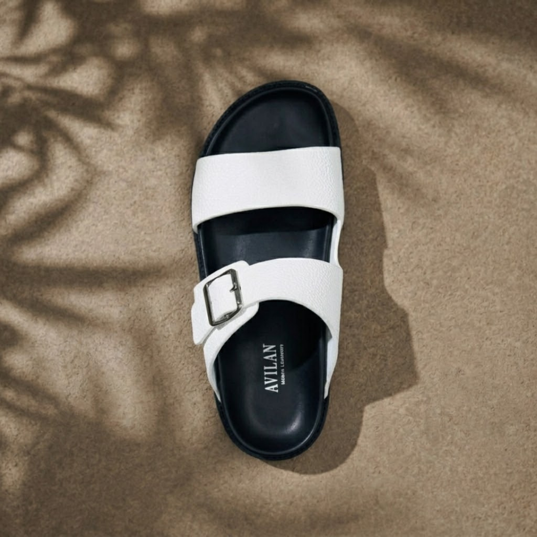 MS STAR SLIPPERS (White) – Memory Foam Comfort