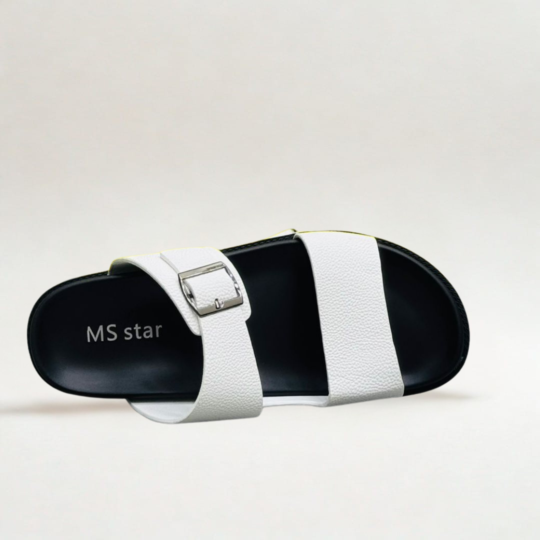 MS STAR SLIPPERS (White) – Memory Foam Comfort
