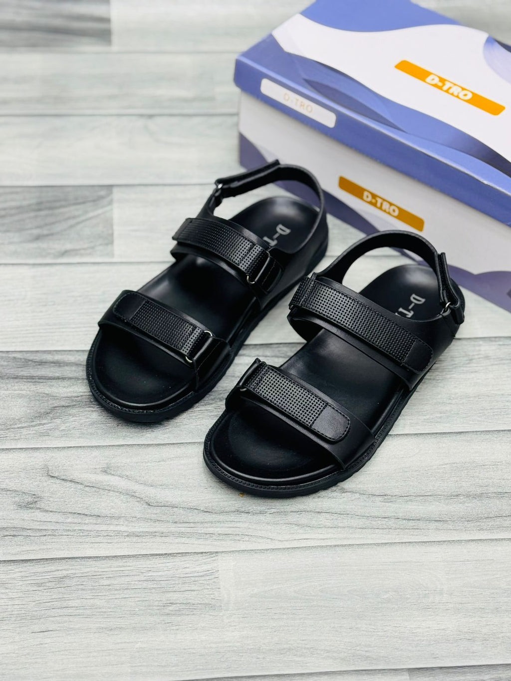 RoyalStride Premium Leather Sandals (Black)