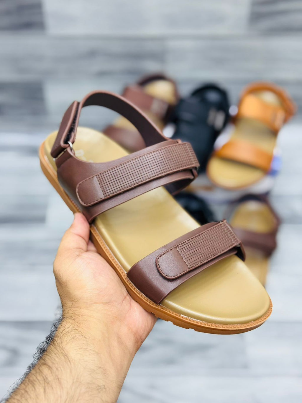 RoyalStride Premium Leather Sandals (Dark Brown)