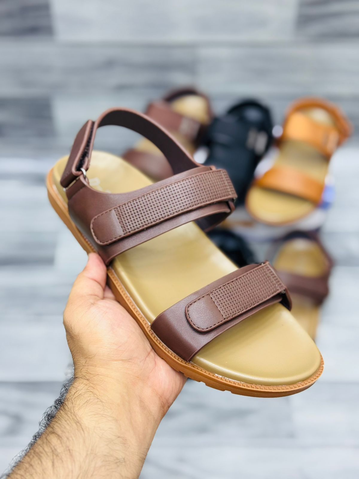 RoyalStride Premium Leather Sandals (Dark Brown)