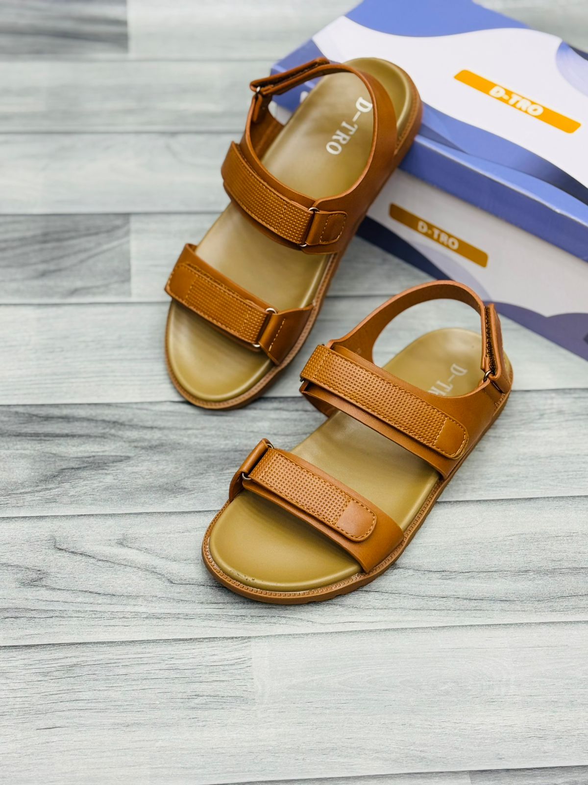 RoyalStride Premium Leather Sandals (Caramel Brown)