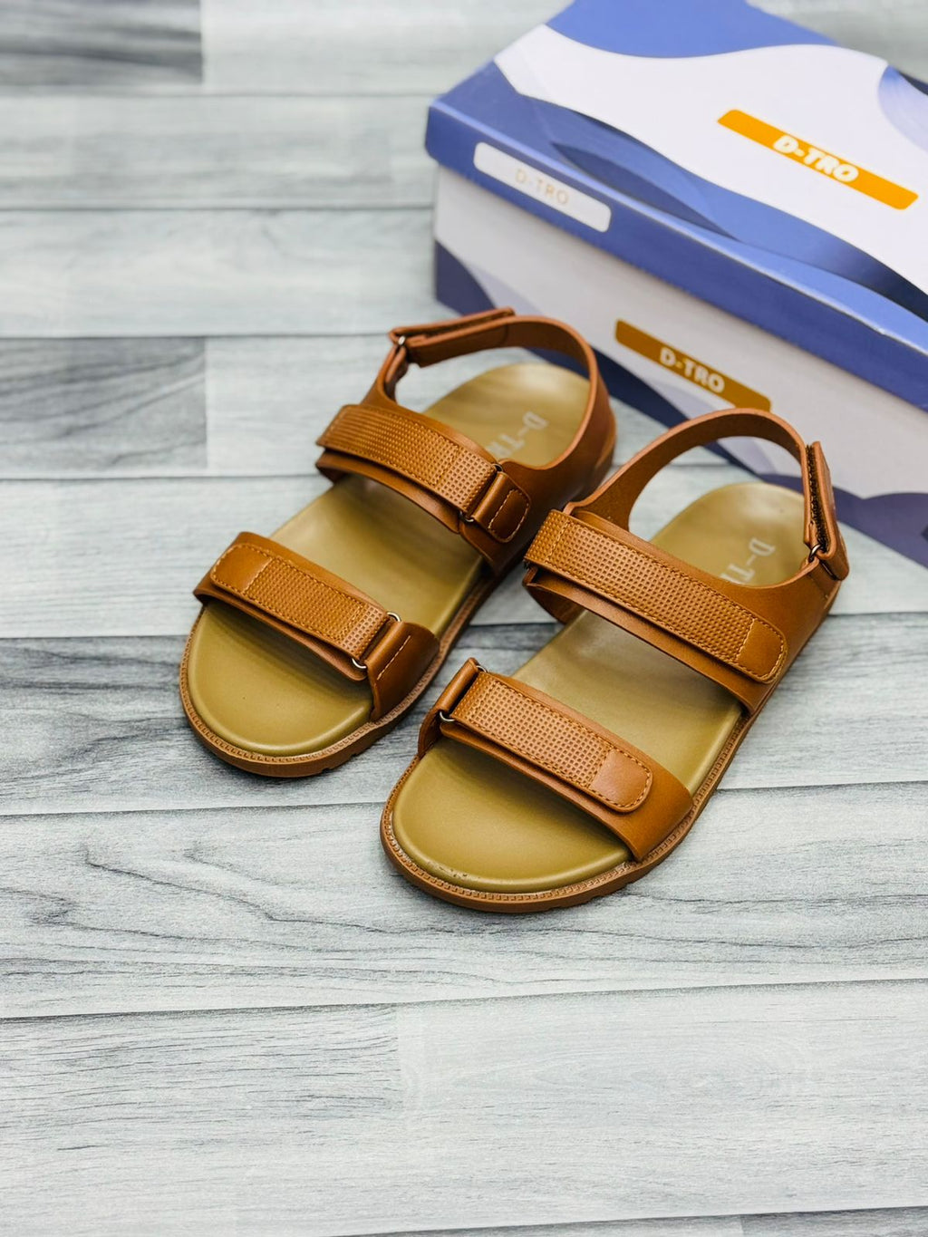 RoyalStride Premium Leather Sandals (Caramel Brown)