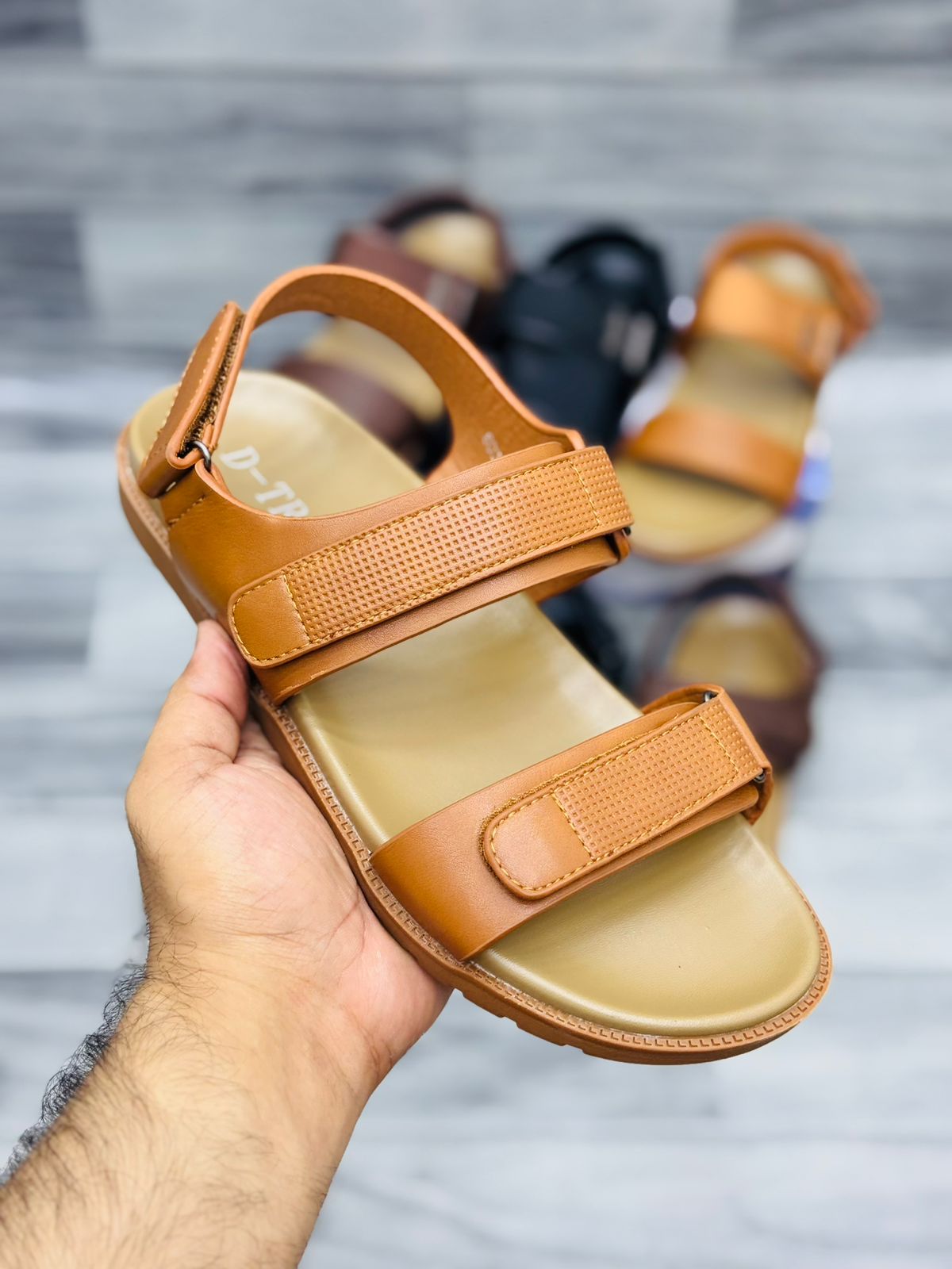 RoyalStride Premium Leather Sandals (Caramel Brown)