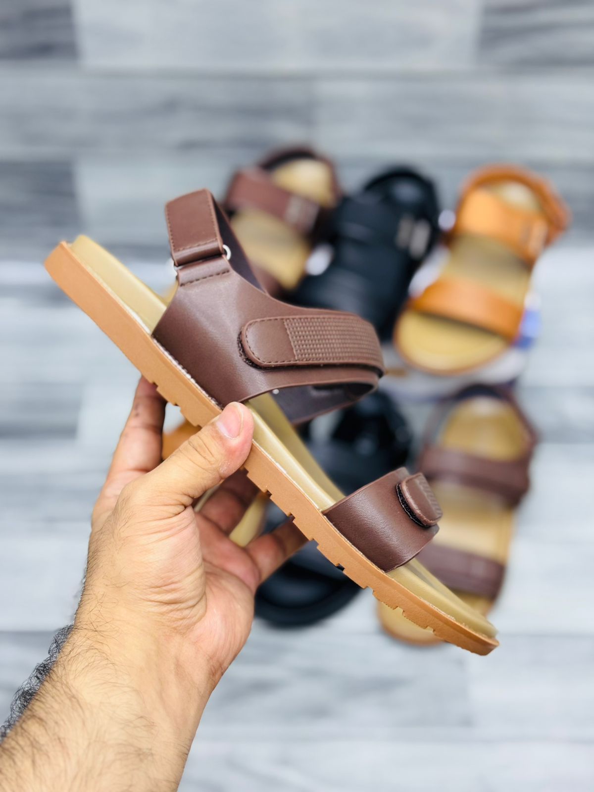 RoyalStride Premium Leather Sandals (Dark Brown)