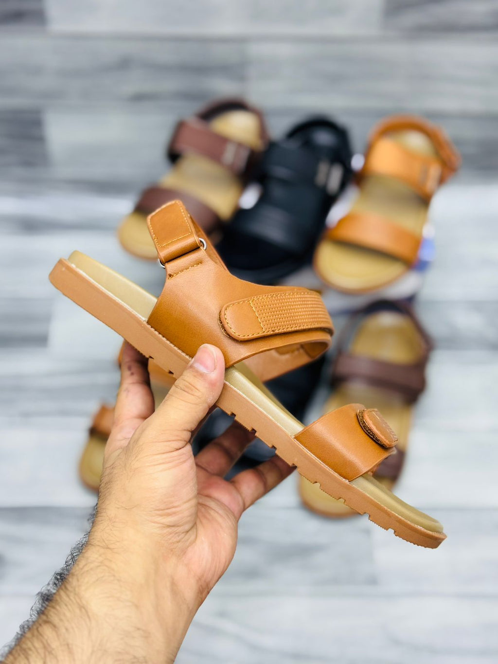 RoyalStride Premium Leather Sandals (Caramel Brown)