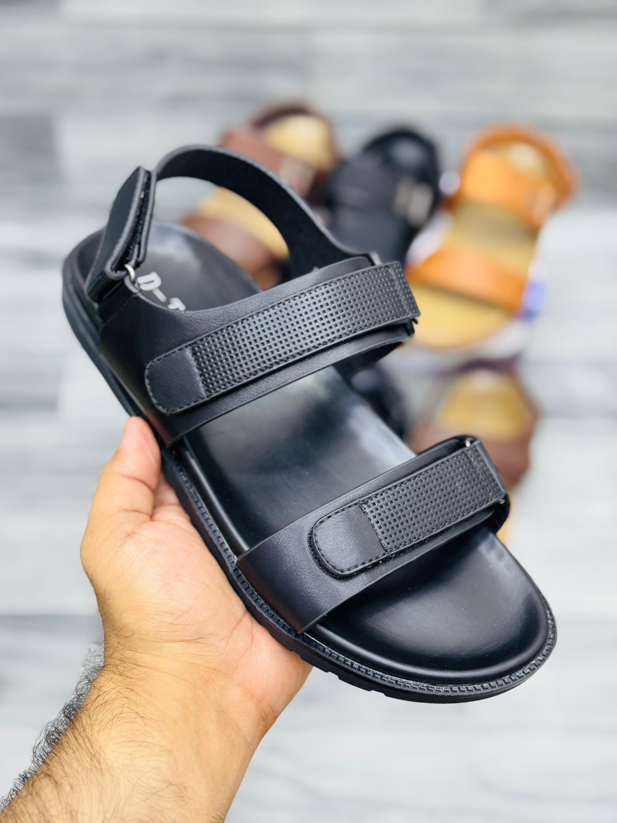 RoyalStride Premium Leather Sandals (Black)