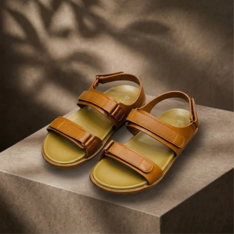 RoyalStride Premium Leather Sandals (Caramel Brown)